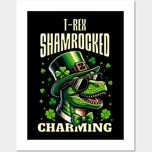 T-Rex Shamrocked Charming Posters and Art